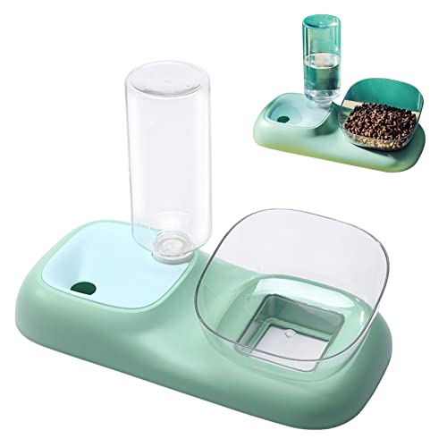 EviKoo 2 Pcs Automatische Katzenfutterautomaten | 2-in-1-Hundefutter- und Wasserspender-Set - Verschleißfestes Futternapf-Set für Katzen, Hundefutterspender, automatisch erhöhte Katzennäpfe für Futter von EviKoo