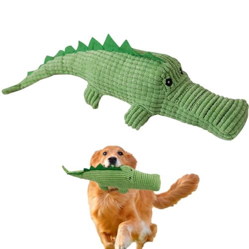 EviKoo Hundespielzeug, quietschende Puppe, ausgestopftes Alligator-Haustierspielzeug | Beiß- und Knirschspielzeug - Verschleißfestes und bissfestes Alligatorspielzeug lindert Zahnungsbeschwerden und von EviKoo
