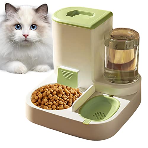 Gravity Pet Feeder mit automatischer Bewässerungsflasche – Automatischer Schwerkraft-Haustier-Futterspender mit Schüssel | 2-in-1 Schwerkraft-Haustierfutter- und Wasserspender – Futterspender für von EviKoo