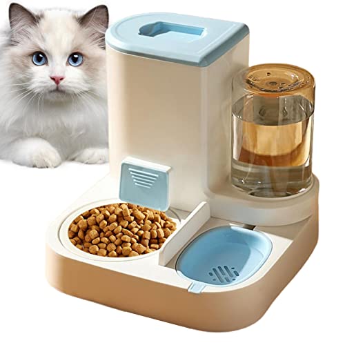 Gravity Pet Feeder mit automatischer Bewässerungsflasche – Automatischer Schwerkraft-Haustier-Futterspender mit Schüssel | 2-in-1 Schwerkraft-Haustierfutter- und Wasserspender – Futterspender für von EviKoo