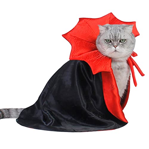 Halloween-Umhang für Haustiere, Katzen-Umhang und Zaubererhut, Katzen-Halloween-Kostüm mit Kappe, Haustierbekleidung für kleine Hunde und Katzen, lustige Urlaubskleidung für schwarze Nacht blutige von EviKoo
