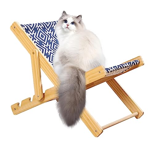 Katze Hängematte Stuhl, Katze Bett Stuhl, Outdoor Haustier Liegestuhl, Natürlicher Massivholz Mini Lounge Stuhl Für Hund Und Katze, Strand, Pool Und Haus von EviKoo