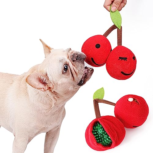 Quietschende Hundespielzeug - Hundehaut Spielzeug | Interaktive Hundespielzeug für Spiel, Training und Training - Kirschform Schnüffelball für kleine, mittlere und große Rassen Evikoo von EviKoo