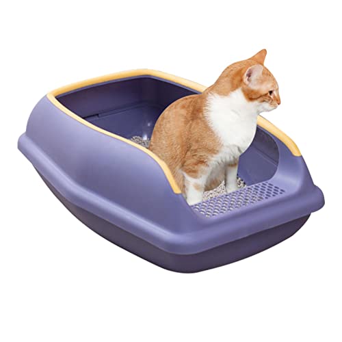 Scoop Open Kitten Toilet Box - Open Top Cats Litter Box | Anti-splashing Cats Litter Pan with Movable Fence, Travel Cat Toilet Box for Kitten Cat Small Pets von EviKoo