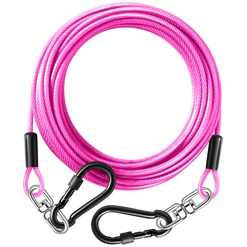 Hundeleine, robuste Hundeleine und Haltegurt für den Hof, mit drehbarem Haken, für kleine und große Hunde, rostfrei, kaufest, für Outdoor-Camping, Rosa, 6,8 m Hundeleine, robuste Hundeleine und Haltegurt für den Hof, mit drehbarem Haken, für kleine und große Hunde, rostfrei, kaufest, für Outdoor-Camping, Rosa, 6,8 m von Evilplan