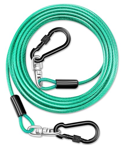Robustes Hundeleinenkabel für draußen, 3 m langes Hundeleinenkabel mit Drehhaken bis zu 136 kg, für kleine und große Hunde und Ketten für den Hof, rostfreie Hundeleine für Outdoor-Camping, Grün, Cyan Robustes Hundeleinenkabel für draußen, 3 m langes Hundeleinenkabel mit Drehhaken bis zu 136 kg, für kleine und große Hunde und Ketten für den Hof, rostfreie Hundeleine für Outdoor-Camping, Grün, Cyan von Evilplan