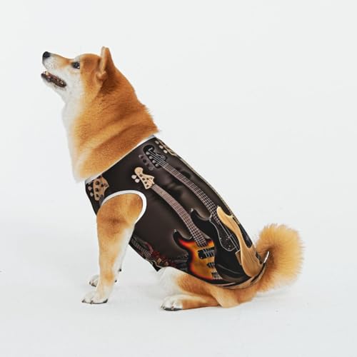 Gitarre Bass Musik Instrumente Haustier Katze Hund Shirt Baumwolle T-Shirt Haustier Weihnachten Pullover Weich Bequem Baumwolle Pyjama Haustier Katze Junge Hund Dress Up Kostüme von Evius