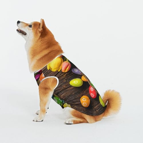 Ostereier Bunte Korb Haustier Katze Hund Shirt Baumwolle T-Shirt Haustier Weihnachten Pullover Weich Bequem Baumwolle Pyjama Haustier Katze Junge Hund Dress Up Kostüme von Evius