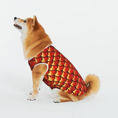 Rote Fischschuppe Haustier Katze Hund Shirt Baumwolle T-Shirt Haustier Weihnachten Pullover Weich Bequem Baumwolle Pyjama Haustier Katze Junge Hund Dress Up Kostüme von Evius