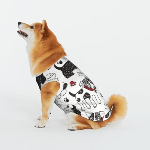 Schöne Hunde und Pfote Haustier Katze Hund Shirt Baumwolle T-Shirt Haustier Weihnachten Pullover Weich Bequem Baumwolle Pyjama Haustier Katze Junge Hund Dress Up Kostüme von Evius