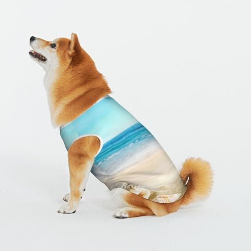 Seashells Sand Haustier Katze Hund Shirt Baumwolle T-Shirt Haustier Weihnachten Pullover Weich Bequem Baumwolle Pyjama Haustier Katze Junge Hund Dress Up Kostüme von Evius