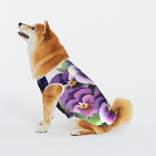 Stiefmütterchen Blume Haustier Katze Hund Shirt Baumwolle T-Shirt Haustier Weihnachten Pullover Weich Bequem Baumwolle Pyjama Haustier Katze Junge Hund Dress Up Kostüme von Evius