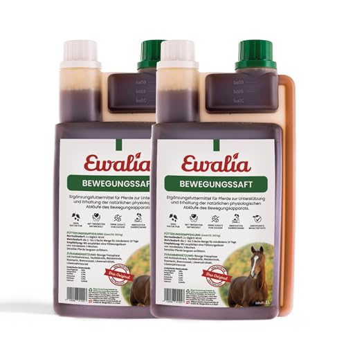 EWALIA Bewegungssaft - Premium Ergänzungsfuttermittel für Pferde zur Unterstützung des Bewegungsapparats - Natürliche Förderung des allgemeinen Wohlbefindens, mit kraftvollen Heilkräutern – 2x1 Liter von Ewalia