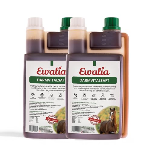 NEU! EWALIA Darmvitalsaft - Premium Ergänzungsfuttermittel für Pferde zur Unterstützung der Darmgesundheit - Natürliche Stabilisierung der Darmflora mit der Kraft der Kräuter – 2x1 Liter von Ewalia