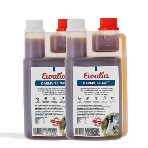 NEU! EWALIA Darmvitalsaft für Hunde - Harmonie für den Hundedarm - Natürlich, schonend und wirkungsvoll, mit Tierärzten entwickelt, 100% Natur pur, frei von Zusätzen - 2x500ml von Ewalia