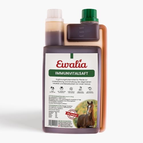 NEU! EWALIA Immunvitalsaft - Stärkendes Ergänzungsfuttermittel für Pferde, Förderung des allgemeinen Wohlbefindens, Natürliche Vitalitäts- und Resilienzunterstützung, 100% Natur pur, 1 Liter von Ewalia