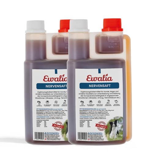 NEU! EWALIA Nervensaft für Hunde - Beruhigung und Balance für Ihr Haustier in stressigen Zeiten - mit Tierärzten entwickelt, 100% Natur pur, frei von Zusätzen, zertifizierte Inhaltsstoffe - 2x500ml NEU! EWALIA Nervensaft für Hunde - Beruhigung und Balance für Ihr Haustier in stressigen Zeiten - mit Tierärzten entwickelt, 100% Natur pur, frei von Zusätzen, zertifizierte Inhaltsstoffe - 2x500ml von Ewalia