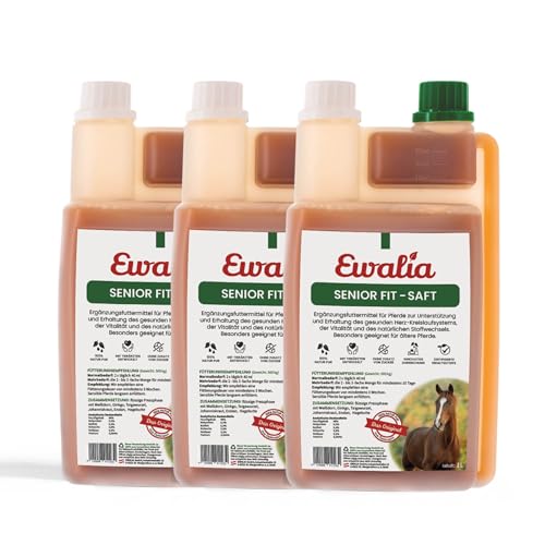 NEU! EWALIA Senior Fit-Saft: Natürliche Vitalitäts- und Stoffwechselunterstützung für ältere Pferde, mit Tierärzten entwickelt, 100% Natur pur, frei von Zusätzen - 3x1 Liter von Ewalia