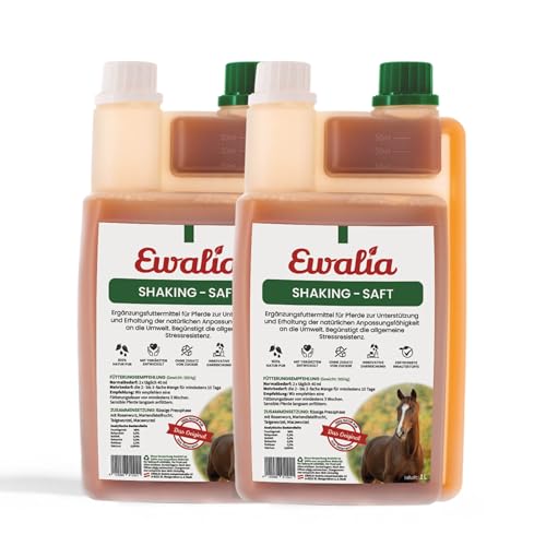 NEU! EWALIA Shakingsaft - Beruhigendes Ergänzungsfuttermittel für Pferde, Unterstützung der Stressresistenz, Förderung des Wohlbefindens, 100% natürliche Kräuterformel, 2x1 Liter von Ewalia