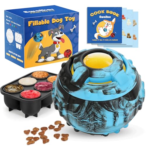 4-in-1-Hundespielzeug – Frozen Dog Treat to Keep Them Busy, Leckerli-Puzzle-Ball-Spielzeug, interaktives Leckerli-Dosierendes Hundespielzeug, langlebiges Gummi-Kauspielzeug, DIY gefrierbares von Ewalkor