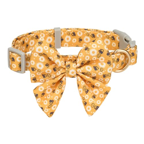 Ewinoom Hundehalsband mit Fliege, verstellbar, weich, mit niedlichem Bienenmuster, für kleine, mittelgroße und große Jungen und Mädchen, gelbe Biene, Größe S Ewinoom Hundehalsband mit Fliege, verstellbar, weich, mit niedlichem Bienenmuster, für kleine, mittelgroße und große Jungen und Mädchen, gelbe Biene, Größe S von Ewinoom