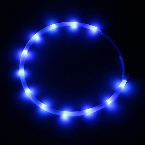 Ewolee Hundehalsband, LED Leuchthalsband USB Wiederaufladbares Blinkhalsband, Längenverstellbareres und Wasserdichtes Hunde Halsband für Hunde und Katzen, 70cm (Blau) von Ewolee