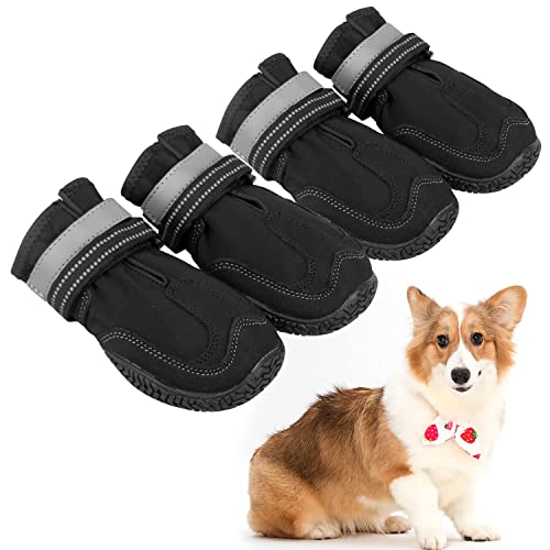 Ewolee Hundeschuhe, 4 Stücke Warm Hundestiefel, Abriebfester rutschfeste Hundeschuhe für Mittel Große Hunde (4#) von Ewolee