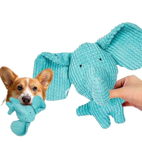ExcLent Hundespielzeug aus Plüsch, Kordsamt, türkisblauer Elefant, quietschendes Kauspielzeug für kleine und mittelgroße Hunde, 24 x 18 cm von ExcLent