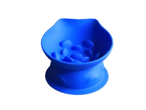 Exclent Silikon Slow Feeder Katzennapf, Rosa Blau Grün, Schräges Design mit Saugnapfboden, Anti-Ersticken Haustier Futternapf für Katzen und Hunde (Blau) von ExcLent