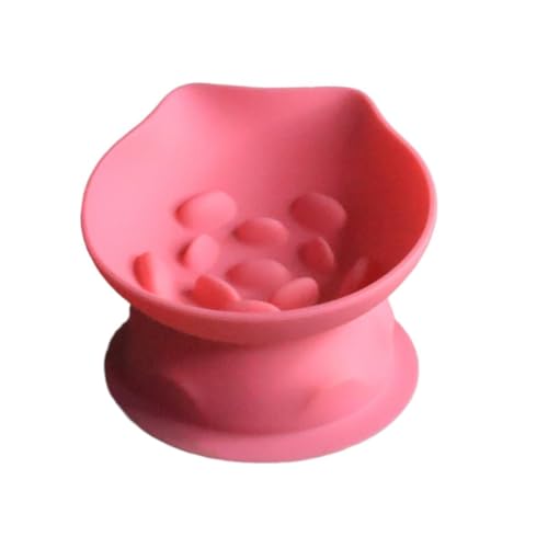 Exclent Silikon Slow Feeder Katzennapf, Rosa Blau Grün, Schräges Design mit Saugnapfboden, Anti-Ersticken Haustier Futternapf für Katzen und Hunde (Rosa) von ExcLent