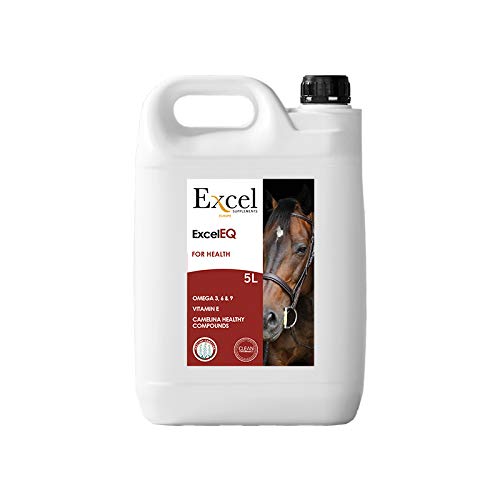 Excel Supplements Europe - 5L Excel EQ Pferdefutteröl - Pferdefuttersupplement - Omega-3-Kamelinaöl mit entzündungshemmender Wirkung für natürlichen Glanz und Pflege des Pferdefells von Excel Supplements Europe