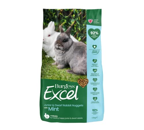 Burgess Excel Junior- und Zwergennuggets mit Minzkaninchenfutter, 1,5 kg Burgess Excel Junior- und Zwergennuggets mit Minzkaninchenfutter, 1,5 kg von Excel