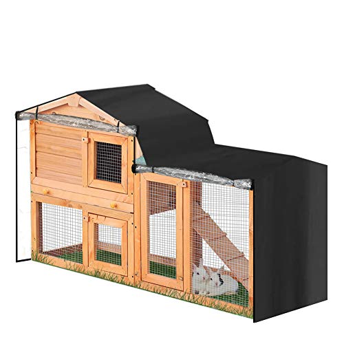 Abdeckung für Kaninchenstall, strapazierfähig doppelschichtig thermischer Stall mit spitzem Fenster, Abdeckung für Kaninchenstall - 180 cm L x 52 cm B x 86 cm H von Excerando