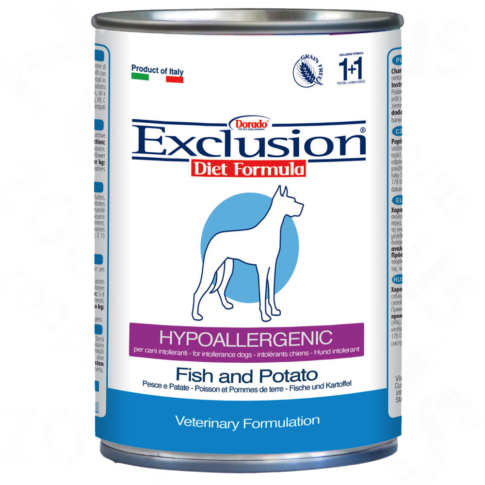 Exclusion Diet 12 x 400 g im gemischten Paket - Pferd, Ente und Fisch von Exclusion Diet