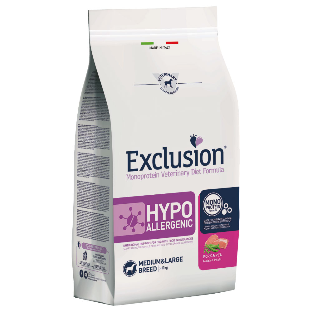 Exclusion Diet Hypoallergenic Medium/Large Adult mit Schwein & Erbsen - Sparpaket: 2 x 12 kg Exclusion Diet Hypoallergenic Medium/Large Adult mit Schwein & Erbsen - Sparpaket: 2 x 12 kg von Exclusion Diet