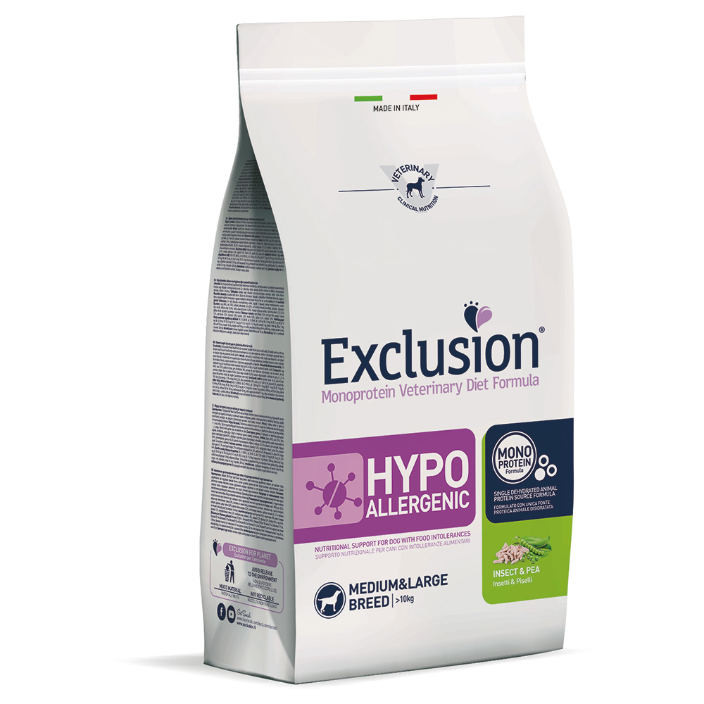 Exclusion Diet Hypoallergenic Medium/Large mit Insekten & Erbsen - 12 kg von Exclusion Diet