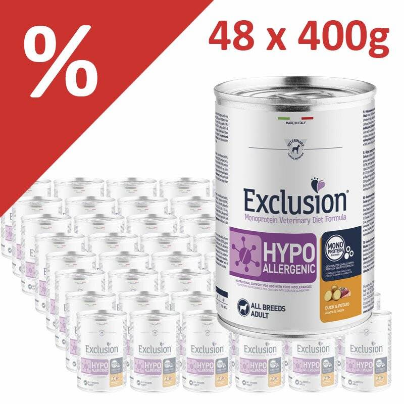 Exclusion Diet Sparpaket 48 x 400 g Ente & Kartoffel (6,25 € pro 1 kg) von Exclusion