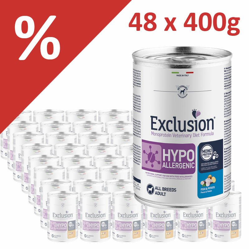 Exclusion Diet Sparpaket 48 x 400 g Fisch & Kartoffel (6,25 € pro 1 kg) von Exclusion