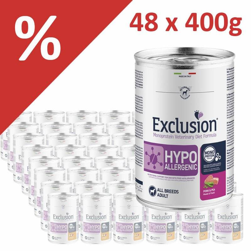 Exclusion Diet Sparpaket 48 x 400 g Schwein & Erbse (7,29 € pro 1 kg) von Exclusion
