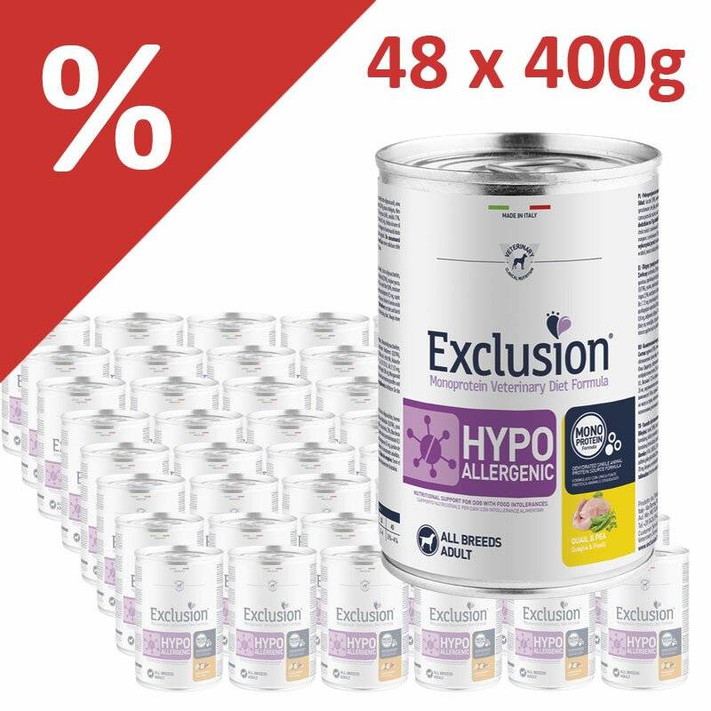 Exclusion Diet Sparpaket 48 x 400 g Wachtel & Erbse (7,29 € pro 1 kg) von Exclusion
