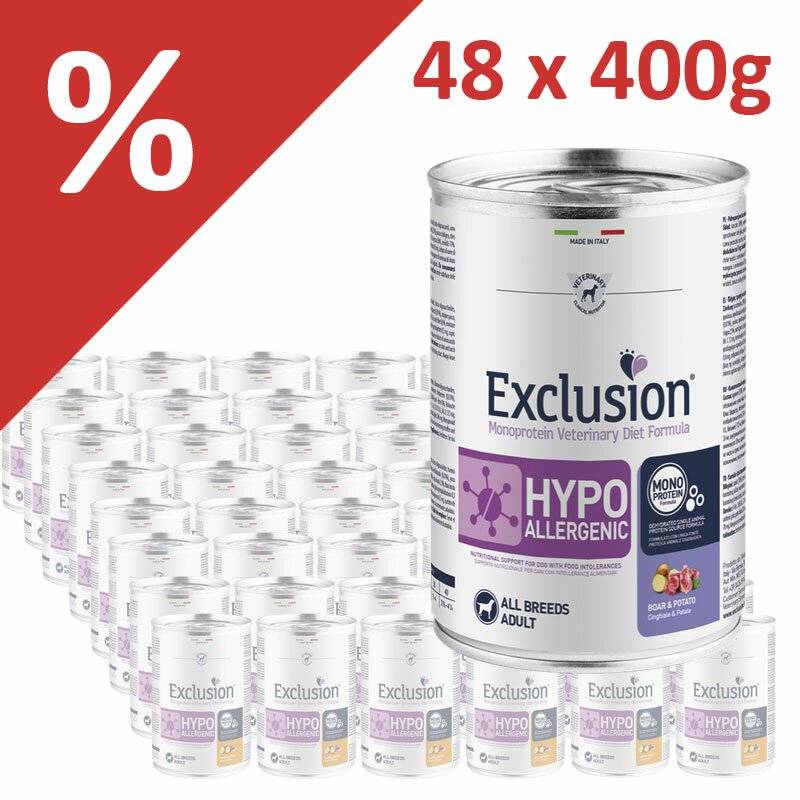 Exclusion Diet Sparpaket 48 x 400 g Wildschwein & Kartoffel (7,29 € pro 1 kg) von Exclusion