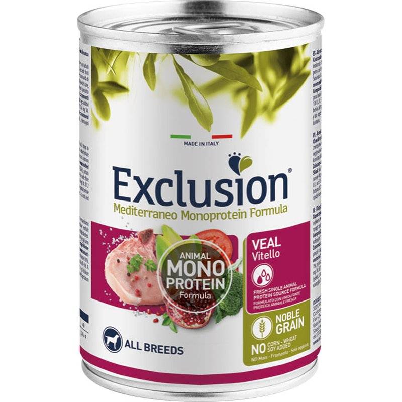 Exclusion Mediterraneo Adult Kalb Nassfutter 12 x 400 g (6,66 € pro 1 kg) von Exclusion
