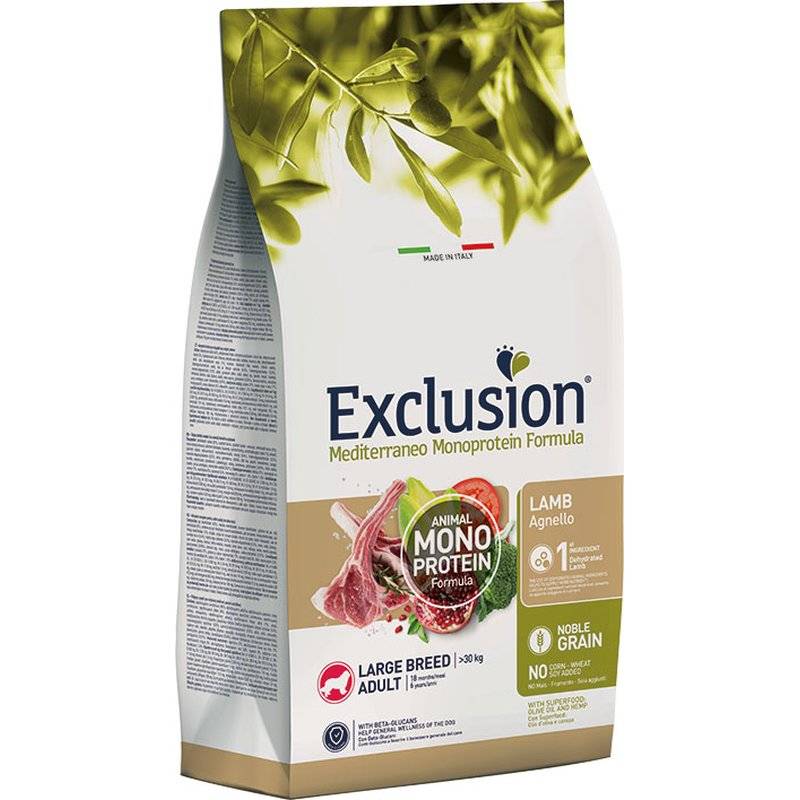 Exclusion Mediterraneo Noble Grain Adult Large Lamm 12 kg (4,16 € pro 1 kg) von Exclusion