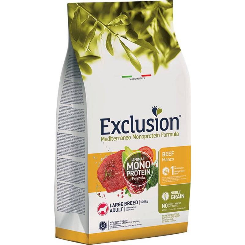 Exclusion Mediterraneo Noble Grain Adult Large Rind 12 kg (4,16 € pro 1 kg) von Exclusion