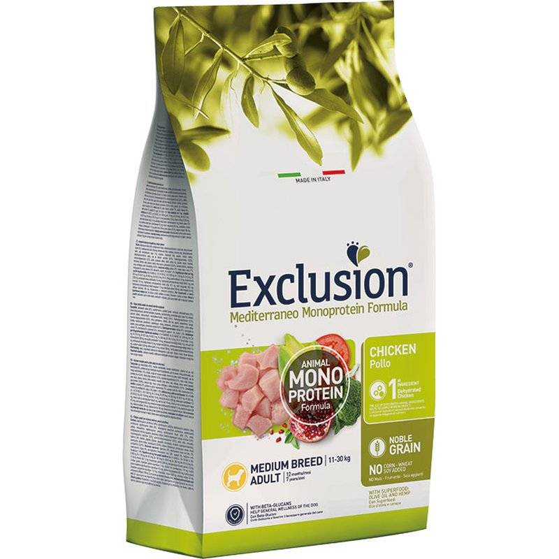 Exclusion Mediterraneo Noble Grain Adult Medium Huhn 12 kg (3,58 € pro 1 kg) von Exclusion