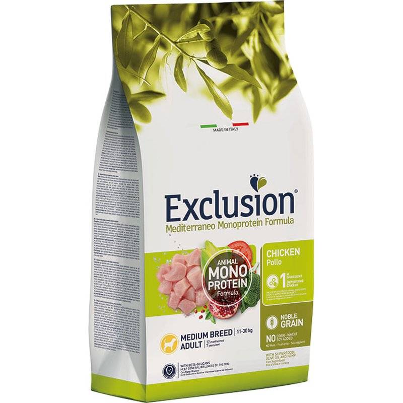 Exclusion Mediterraneo Noble Grain Adult Medium Huhn 12 kg (3,91 € pro 1 kg) von Exclusion