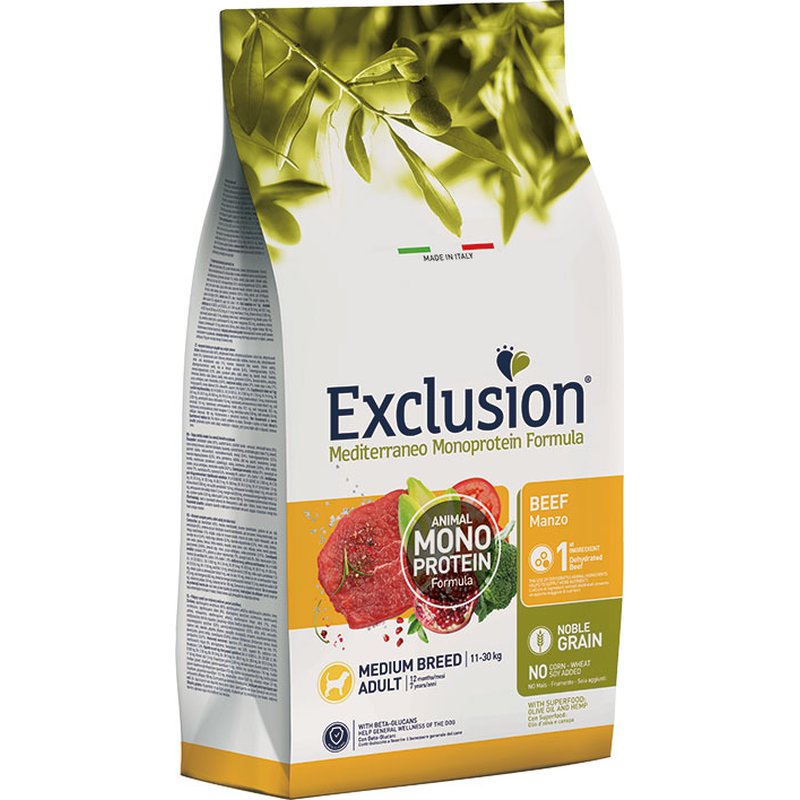 Exclusion Mediterraneo Noble Grain Adult Medium Rind 12 kg (4,16 € pro 1 kg) von Exclusion