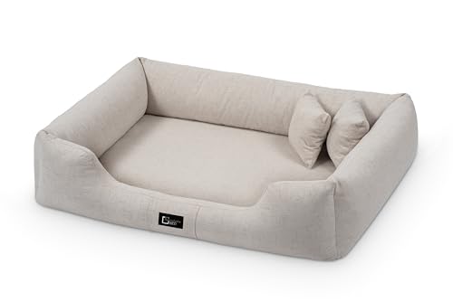 exclusive BED Orthopädisches Hundebett Bruno Grosse Mittelgroße Kleine Hunde - Hundekissen Hundematte aus Aura-Stoff - Memory Foam Kuschelig Langlebig Abriebfest Reißfest (L, Cremefarben) von exclusive BED