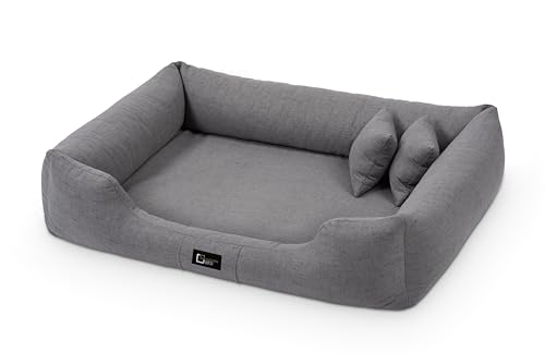 exclusive BED Orthopädisches Hundebett Bruno Grosse Mittelgroße Kleine Hunde - Hundekissen Hundematte aus Aura-Stoff - Memory Foam Kuschelig Langlebig Abriebfest Reißfest (XL, Dunkelgrau) von exclusive BED