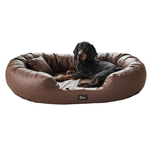 exclusive BED Orthopädisches Hundebett Nancy Premium Grosse Mittelgroße Kleine Hunde - Hundekissen Hundematte aus Öko-Leder - rutschfest Langlebig Abriebfest Reißfest (L, Braun) von exclusive BED